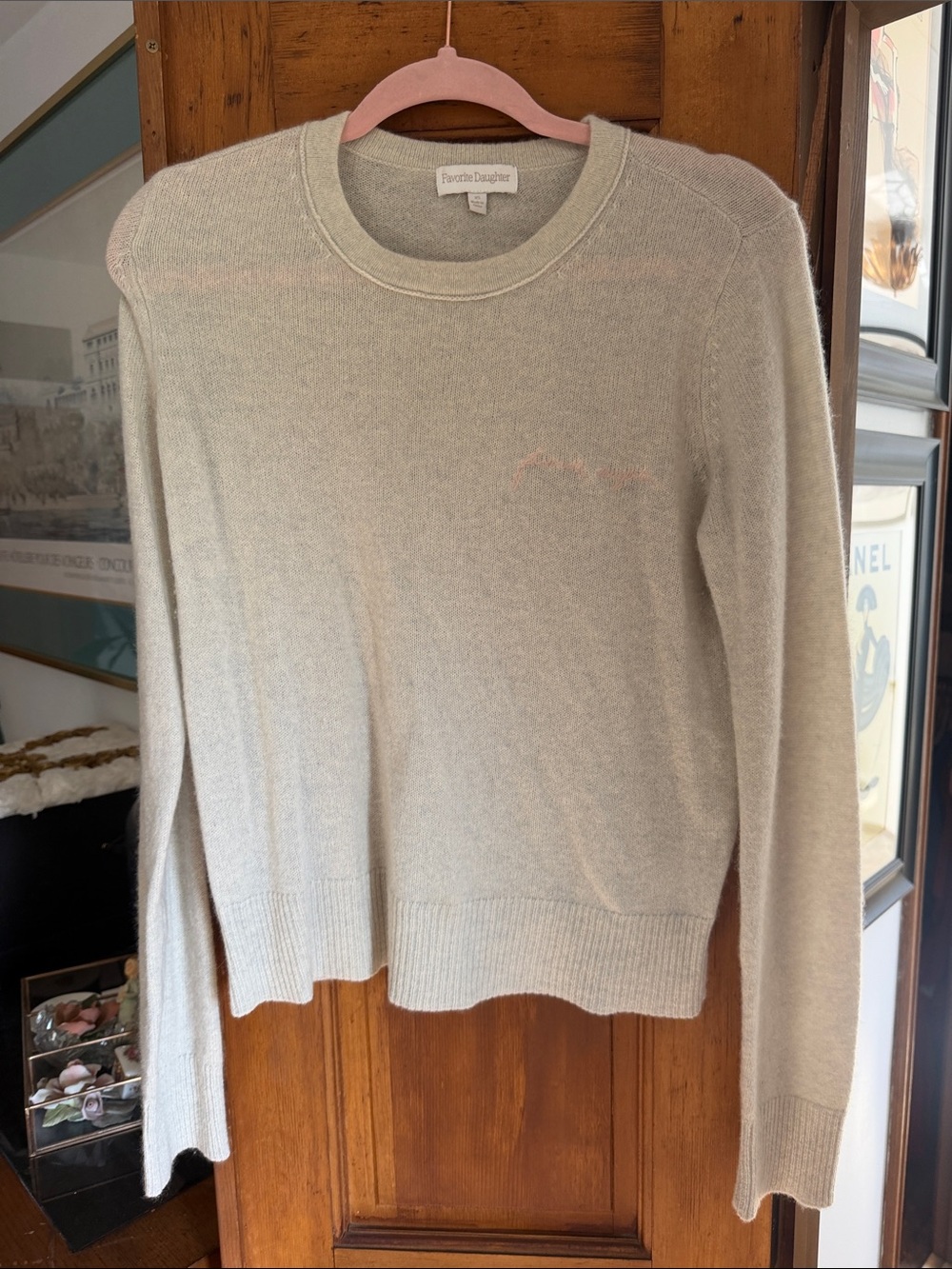 Favorite Daughter Light Cream Crewneck Sweater